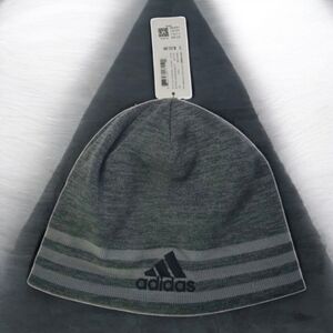 ADIDAS BEANIE HAT MENS 96% ACRYLIC 4% NYLON SIZE M MEDIUM REVERSIBLE GREY BLACK